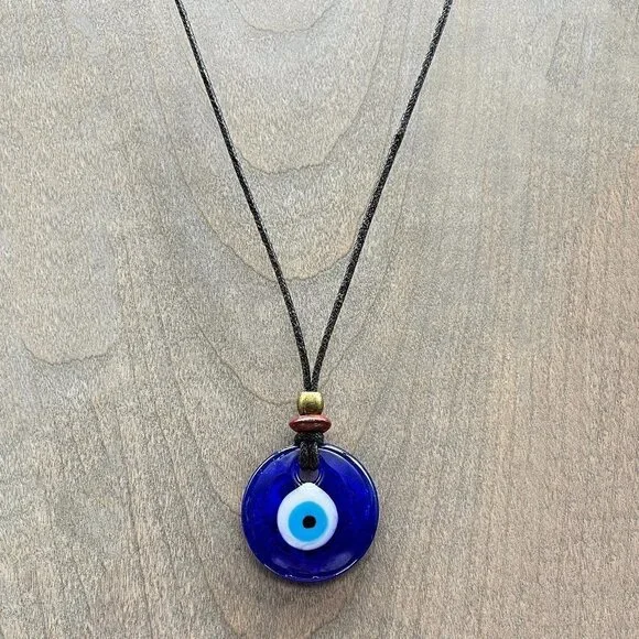 Blue Glass Evil Eye Protection Necklace | Handmade Pendant - Picture 5 of 8